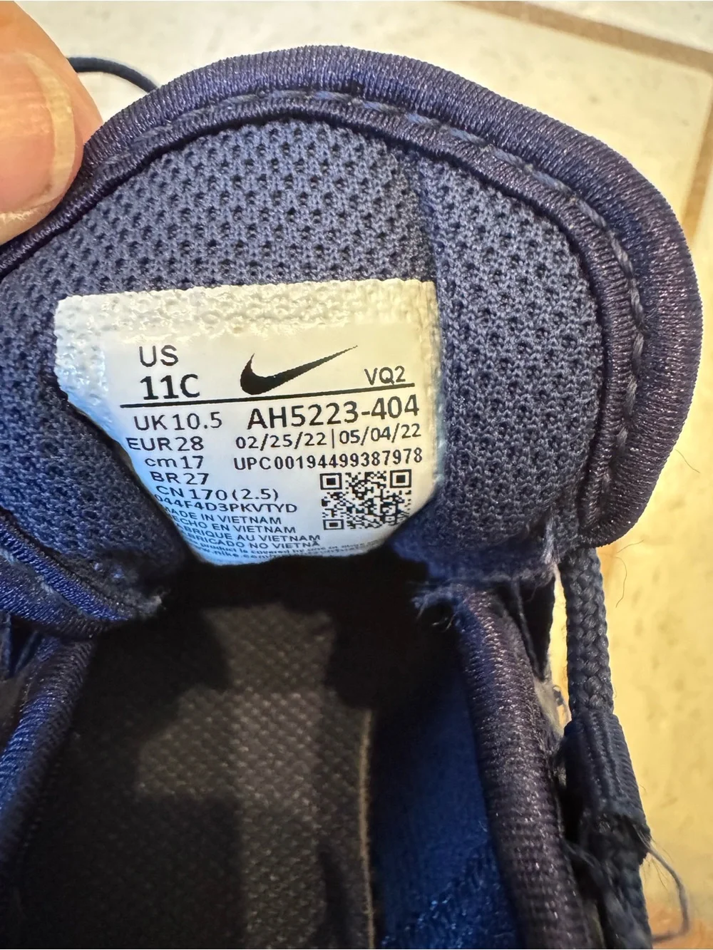Nike Air Max Boys Sz 11 Blue Lace-up Athletic Sneakers